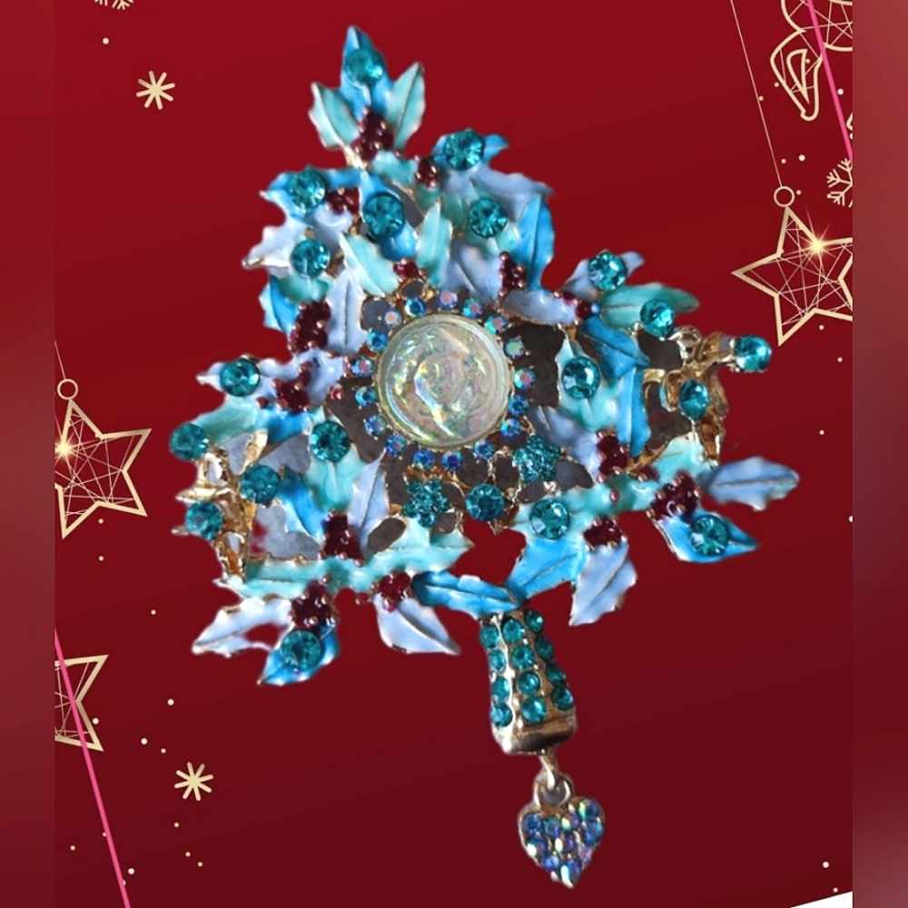 Blue Ice Crystal Christmas Tree Brooch LAST ONE